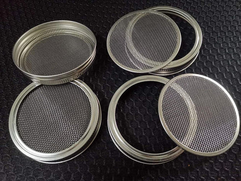 Sprouting Lids WIDE MOUTH 316 Stainless Steel Mesh Lid Sprouting Strainer Lids Kit for Mason Jars Canning Lids Growing Alfalfa Sprout Seeds Salad ...