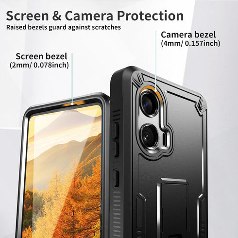 URBANITE for Moto G Stylus 5G (2024) Case, Military Grade Rugged Shockproof Protective Cover with Screen Protector and Kickstand (Black)...