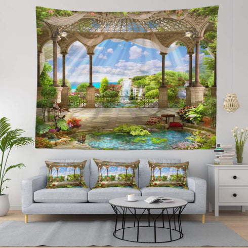 Shrahala Beautiful Tapestry, Waterfall Nature Scenery Landscape Wall Hanging Large Tapestry Psychedelic Tapestry Decorations Bedroom Living Room D...