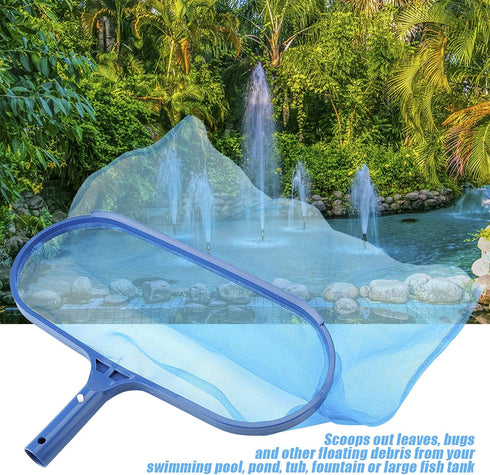 Blue Plastic Leaf Skimmer Fine Mesh Net Deep Bag Swimming Pool Pond Tub Cleaning Tool for Pool Walls, Bathroom, Floor, Tub, Shower and Kitchen Sur...