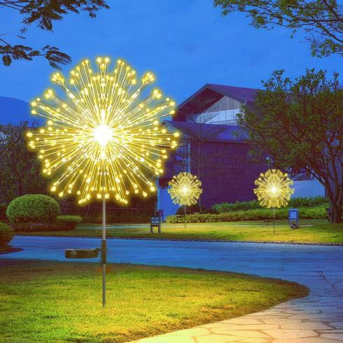 Set of 2 outdoor solar decorative lights with 210 LEDs, waterproof solar firework lights with 2 modes: flashing and stable, suitable for outdoor, ...