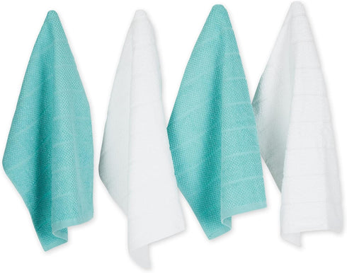 DII Basic Chef Collection, Assorted Terry Kitchen Towel Set, Dishtowel Set, Aqua, 4 Piece...