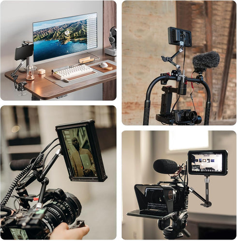 NEEWER 9.8"/25cm Adjustable Magic Arm with Super Clamp, 1/4" & 3/8" Threads, 1/4" Screws for Flash/LED Light/Microphone/Monitor, Compatible with S...