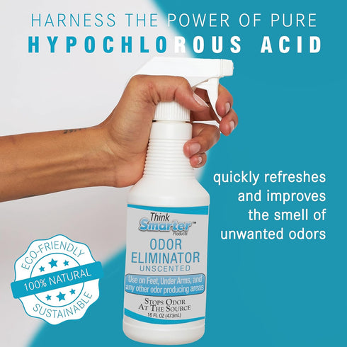 HOCL Odor Eliminator Spray with Hypochlorous Acid, Unscented Multi-Purpose Air Freshener for Carpet, Clothing, Home, & More, Safe All-Natural 16fl...