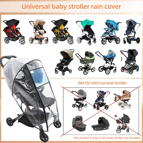 Stroller Rain Cover-Nylon Webbing Stroller Rain Cover Universal, with Mesh Ventilation Holes Lightweight Stroller Cover, Waterproof Windproof Baby...