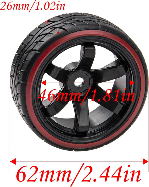 Hard Plastic Wheel Rims & Plastic Tires 12mm Hex Compatible with Traxxas HSP Tamiya Kyosho Himoto 1/10 RC Drift Car (Style 1)...