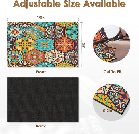 Boho Coffee Mat for Countertops, Colorful Talavera Modern Dish Drying Mat 2 Pcs for Kitchen Coffee Bar Accessories Fit Under Coffee Maker Espresso...
