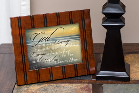 Cottage Garden Serenity Prayer Ocean Waves 8x10 Woodgrain Framed Art Wall Plaque Sign...