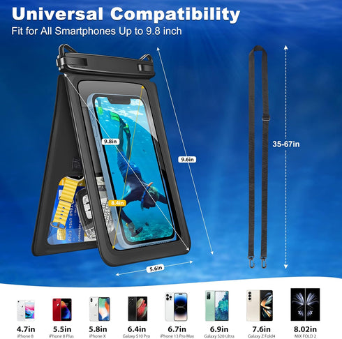 takyu Waterproof Phone Pouch, Double Space Waterproof Phone Bag Large Capacity Underwater Protector Dry Bag with Crossbody Lanyard Fits Up to 9.8"...