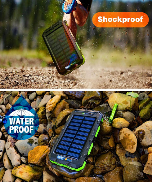 Solar Charger Power Bank 20000mAh, Portable Solar Pone Charger with Compass,Carabiner, Whistle,Flashlights,Solar Panel Charger,Camping Gear Access...