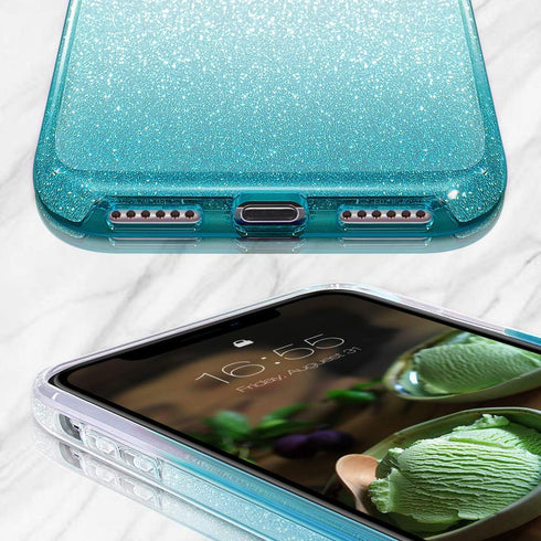 MATEPROX Compatible with iPhone Xs case,Compatible with iPhone X Glitter Bling Sparkle Cute Girls Women Protective Case -Gradient Green...