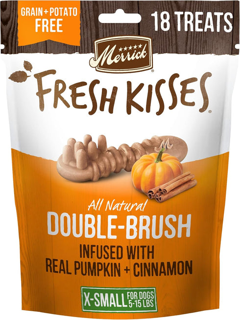 Merrick Fresh Kisses Natural Dental Chews, Treats Infused with Pumpkin and Cinnamon for Tiny Dogs 5-15 Lbs - 5.3 oz. Pouch...
