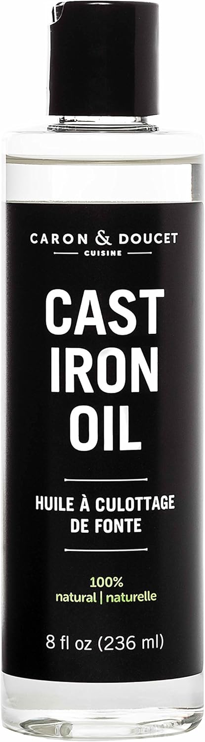 CARON & DOUCET - Cast Iron Seasoning & Cleaning Oil | 100% Plant-Based & Food Grade! | Best for Seasoning, Restoring, Curing and Care (8oz)...
