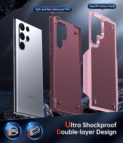 LeYi for Samsung-Galaxy-S22-Ultra-Case for Women Girls, Dual Layer Protective Fall Resistant Rugged Hard PC Back & Soft Bumper Resilient Shock Abs...