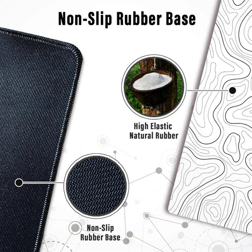 Ovenbird Large Gaming Mouse Pad with Stitched Edges, Minimalist Topographic Map Desk Mat, Extended XL Mousepad with Anti-Slip Base, Cool Desk Pad ...