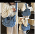 Denim Tote Bag, Large Capacity Jean Purses for Women Denim Crossbody Handbags with Small Purse...
