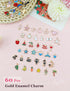 JIALEEY 60PCS Assorted Gold Plated Enamel Animal Moon Star Fruit Charm Pendant DIY for Necklace Bracelet Jewelry Making and Crafting...
