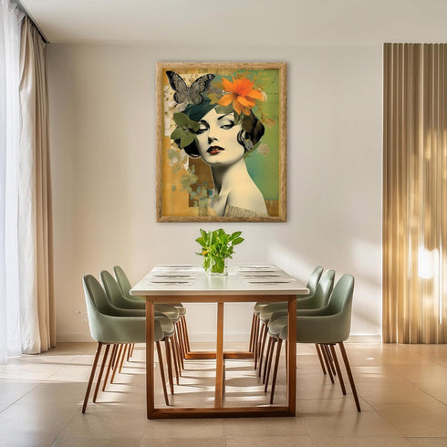 Posterizer 1 pcs-abstract retro woman's painting collage-Floral & Botanical Art-Art for Animal Lovers-Gift for Art Lovers-Decor for Home & Office-...