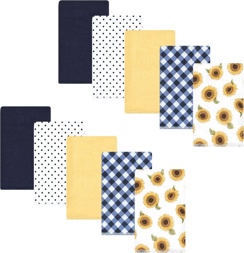 Hudson Baby Unisex Baby Cotton Flannel Burp Cloths, Sunflower, One Size...