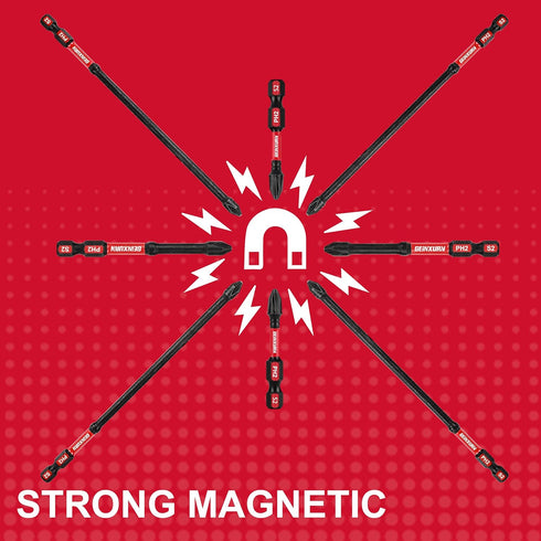 Impact Tough #2 Phillips Mixed 2/3/6 in. D2 Steel Long Extension Insert Driver Bits,30Pack 1/4 Inch Hex Shank Long Cross Magnetic PH2 Screwdriver ...