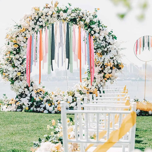 4 Rolls Blush Pink Handmade Fringe Chiffon Silk Ribbon 1"W x 5Yd Per Roll,Frayed Edges Ribbon Set for Gifts Wrapping,Wedding Invitations,Bouquets,...