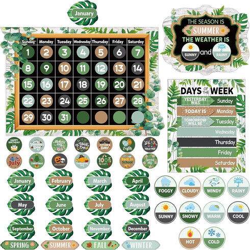 Tenare Calendar Bulletin Board Set, Calendar Seasons Weather Chart Bulletin Board and Classroom Display with Stickers for School Classroom Bedroom...