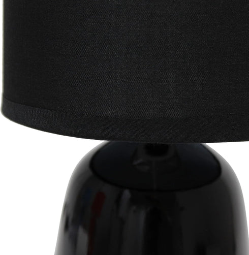 Simple Designs LT1134-BLK 10.04" Tall Traditional Ceramic Thimble Base Bedside Table Desk Lamp w Matching Fabric Shade for Home Decor, Nightstand,...