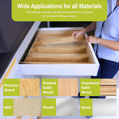 Homemaid Living Bamboo Drawer Organizer Adjustable and Expandable - Ideal Drawer Dividers for Kitchen, Dresser, Bedroom and Bathroom - Expandable ...