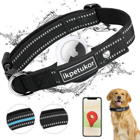 AirTag Dog Collar,IP68 Waterproof Case AirTag Dog Collar,Triple Anti-Lost,Wear-Resistant and Anti-Collision AirTag Collars,Reflective AirTag Pet C...