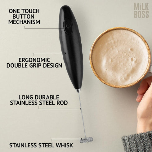 Milk Boss Matcha Whisk - Handheld Electric Stirrer - Matcha Frother Wand & Drink Mixer - Electric Whisk for Matcha Tea & Green Tea - Durable Stain...
