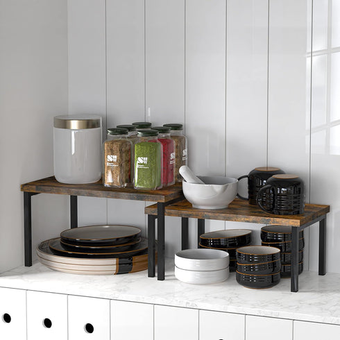 Simple Houseware Expandable Counter Shelf, Rustic Brown...