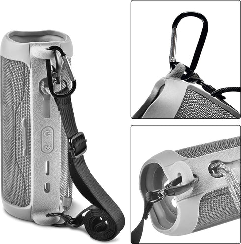 Silicone Case for JBL FLIP 6 Waterproof Portable Bluetooth Speaker, Gel Soft Skin Rubber Cover, Travel Carrying Storage Bag Pouch with Shoulder St...