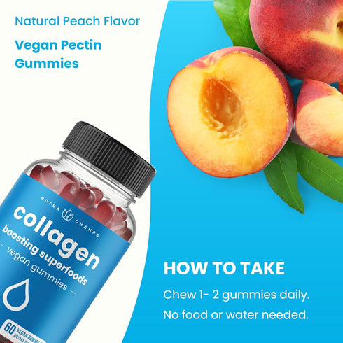 Collagen Boosting Gummies | Collagen Booster Gummy for Natural Collagen Production | Hair, Skin, Nails, Joint Support | Vegan Pectin Supplements C...