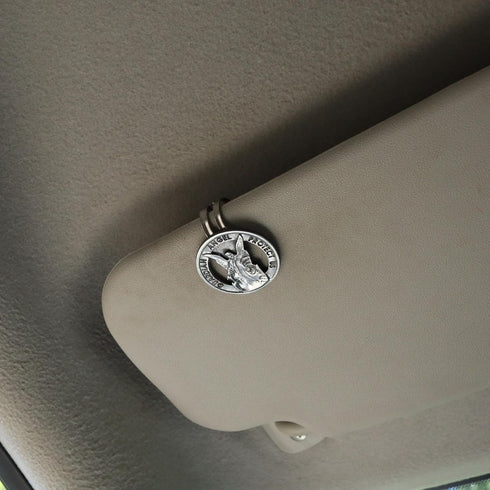 Catholic Auto Accessories, Pink Car Rosary for Rearview Mirror and Guardian Angel Visor Clip, Religious Gifts for New Drivers...