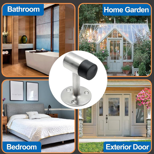 3 Inch Heavy Duty Floor Stop, Zinc Alloy Floor Mount Door Stopper with Rubber Bumper & Mounting Screws (Brushed Nickel, 2PCS)...