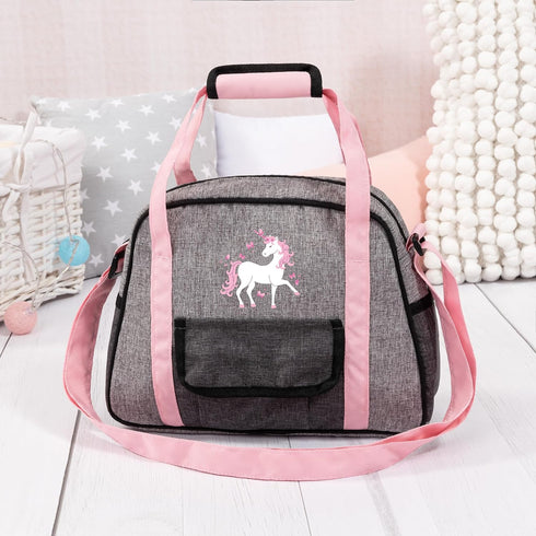 Bayer Design: Nursery Set - Doll Bag Set - Grey, Pink, Unicorn - Accessory Set w/Changing Mat & Diaper, Adjustable Shoulder Strap, Kids Ages 18+ M...