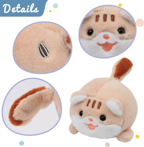 Hopearl Pull String Plush Kitty Toy Wind-up Clockwork Cat Motorized Wagging Tail Rotating Interactive Kitten Toys Pullback Cord Stuffed Animal Gif...