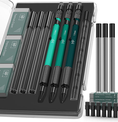 Mr. Pen- Metal Mechanical Pencils Set with Lead and Eraser Refills, 3 Pack, 1.3 mm Mechanical Pencil Metal, Metal Mechanical Pencil for Sketching,...
