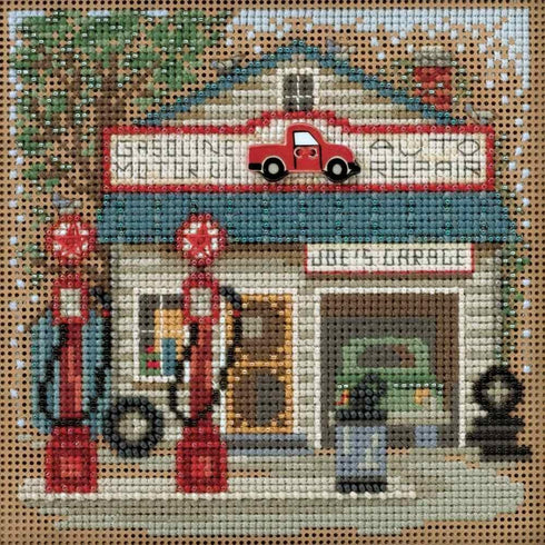 Joe's Garage Beaded Counted Cross Stitch Kit Mill Hill 2016 Buttons & Beads Spring MH141614 Main Street Series...