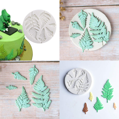 2PCS Succulent Fondant Mold Fern Leaf Fondant Mold Silicone Polymer Clay Molds Cake Decoration Molds Gumpaste 3D Silicone Molds for Cupcakes, Choc...