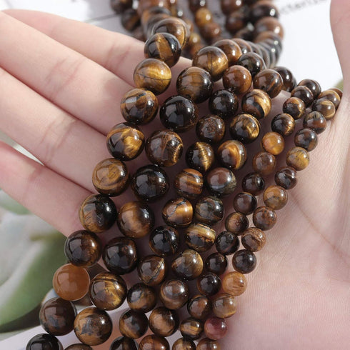 Natural Stone Beads 10mm Yellow Tiger Eye Polished Round Smooth Agates Gemstone Beads for Jewelry Making 15 Inch(Yellow Tiger Eye,10mm)...