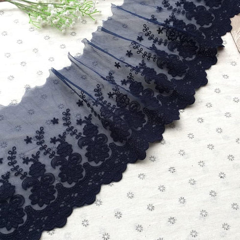 21CM Width Europe Rose Wedding Applique Inelastic Embroidery Lace Trim,Curtain Tablecloth Slipcover Bridal DIY Clothing/Accessories.(2 Yards in on...