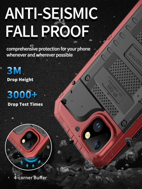 Unitedtime for iPhone 12 Case Waterproof with Built-in Screen Protector Full Body Rugged Hard Silicone, Military Grade Shockproof Dustproof Protec...