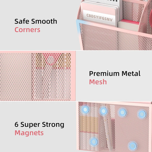 DALTACK Magnetic Pencil Holder Magnetic Shelf for the Whiteboard 3-Grid Mesh Magnetic Pen Holder for Refrigerator Magnetic Organizer Locker Access...