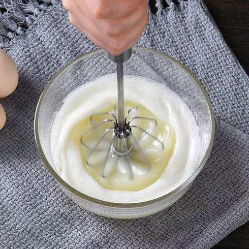Semi-automatic Whisk, Stainless Steel Egg Beater, Hand Push Rotary Whisks Mixer Stirrer for Making Cream, Whisking, Beating and Stirring...