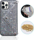 Omorro Glitter Diamond Sequins Wallet Case with Shiny Crossbody Chain for iPhone 12 Pro Max Black...