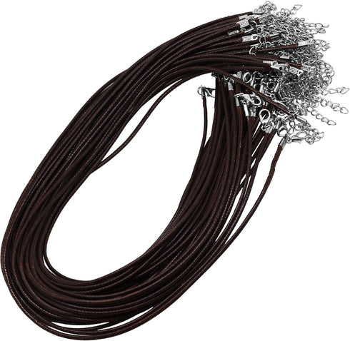 Mandala Crafts Brown Korean Wax Necklace Cord with Clasp Bulk 100 PCs - Necklace String for Jewelry Making Supplies – 18 Inches Rope Necklace Cord...