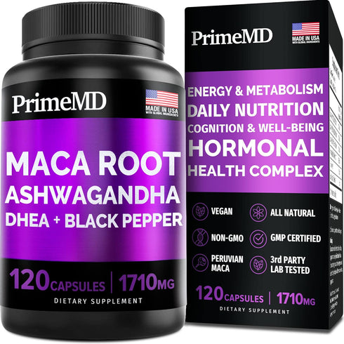 6-in-1 Organic Maca Root & Ashwagandha Capsules 1710mg w/DHEA & Black Pepper Fruit Extract - Maca Root Capsules for Women & Men - Stamina, Bone an...