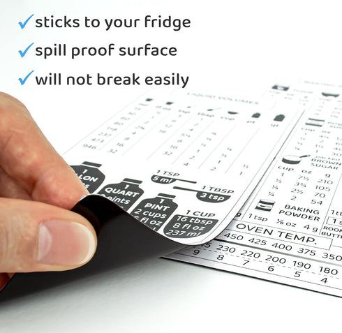 Kitchen Conversion Chart Magnet 2-PACK, Imperial to Metric Measurement Conversion Chart for Cooking, Accurate Baking Ingredients Measurements in G...