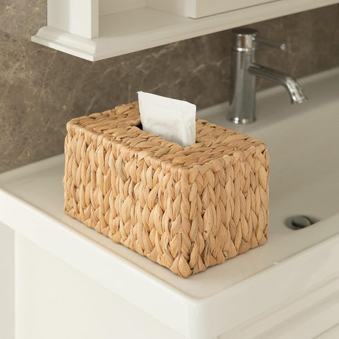 Water Hyacinth Wicker Rectangular Tissue Box Cover - Tall...